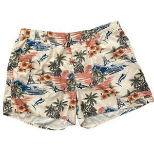 AFTCO Palmera Khaki Swim Trunks Mens Size XXL Beach Fishing Tropical